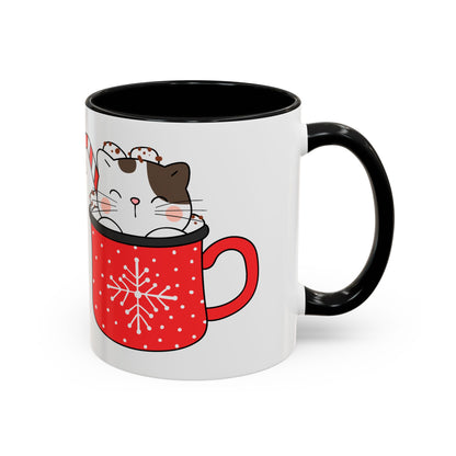 Santa Claus Retro Christmas Accent Cat Lady Coffee Mug (11, 15oz)