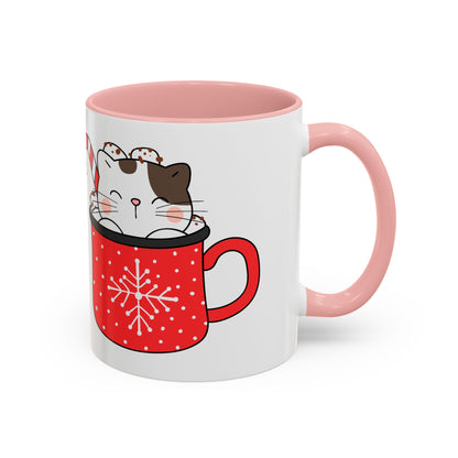 Santa Claus Retro Christmas Accent Cat Lady Coffee Mug (11, 15oz)