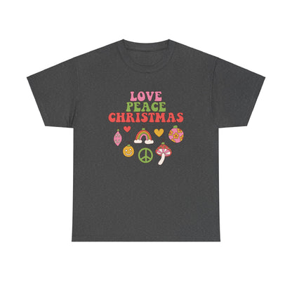 Christmas Graphic T-shirt  "Love Peace Christmas" Tee