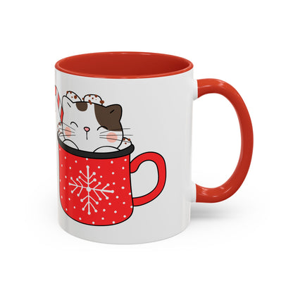 Santa Claus Retro Christmas Accent Cat Lady Coffee Mug (11, 15oz)