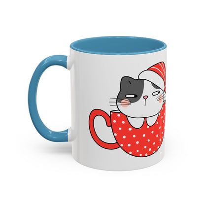 Santa Claus Retro Christmas Accent Cat Lady Coffee Mug (11, 15oz)