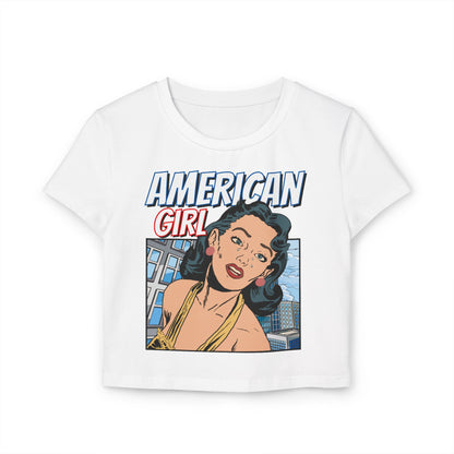 American Girl Women's Baby Tee Animated Graphic Baby Tee