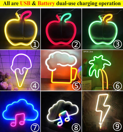 LED Neon Night Light Wall Hanging Neon Sign for Kids Room Home Bedroom Party Bar Wedding Decoration Christmas Gift Neon Lamp