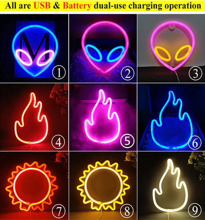 LED Neon Night Light Wall Hanging Neon Sign for Kids Room Home Bedroom Party Bar Wedding Decoration Christmas Gift Neon Lamp