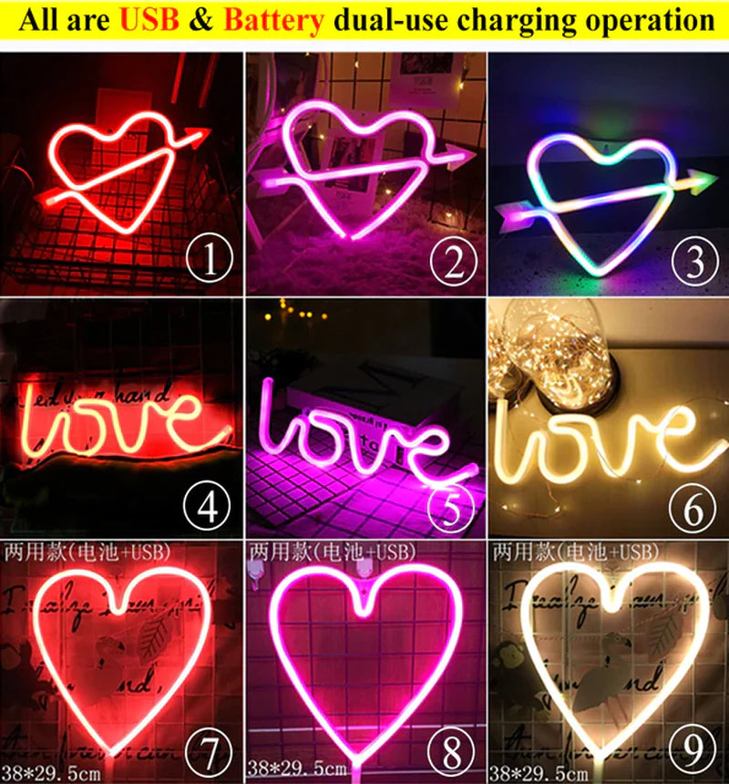 LED Neon Night Light Wall Hanging Neon Sign for Kids Room Home Bedroom Party Bar Wedding Decoration Christmas Gift Neon Lamp