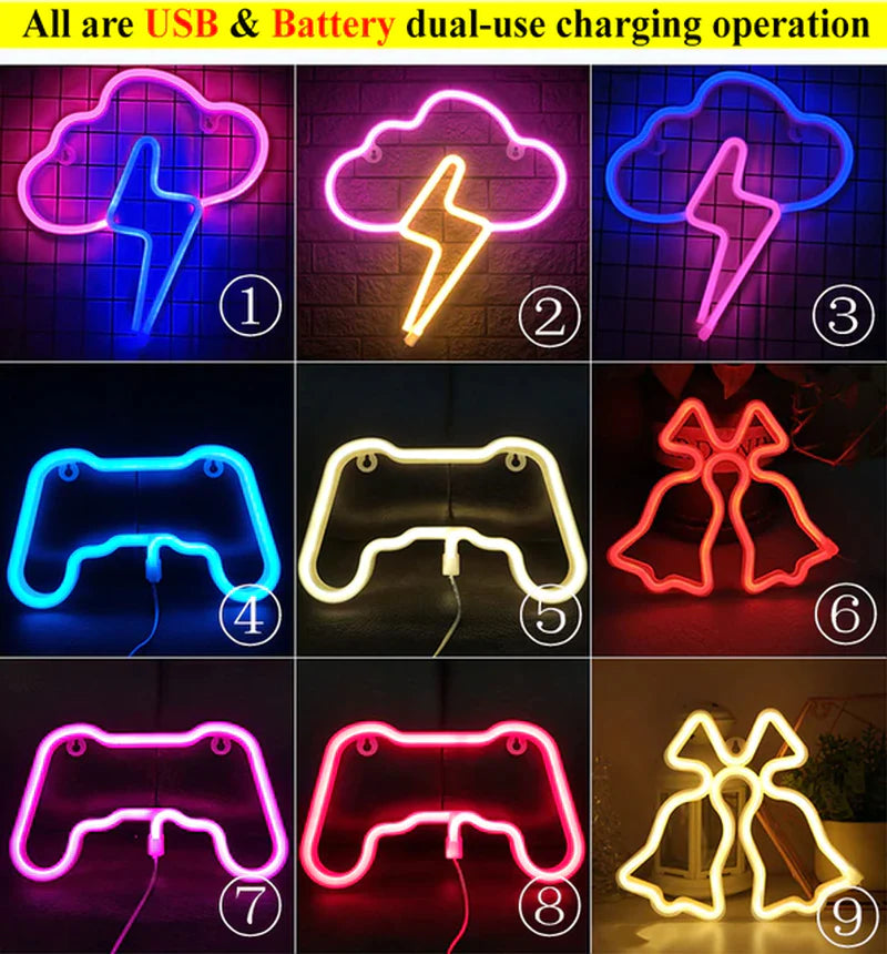 LED Neon Night Light Wall Hanging Neon Sign for Kids Room Home Bedroom Party Bar Wedding Decoration Christmas Gift Neon Lamp