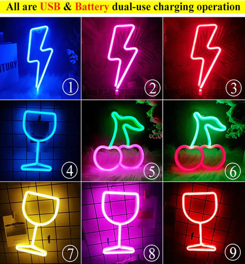 LED Neon Night Light Wall Hanging Neon Sign for Kids Room Home Bedroom Party Bar Wedding Decoration Christmas Gift Neon Lamp